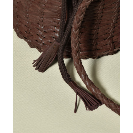 Sac sceau tressé bordeaux à bandoulière Dragon Diffusion