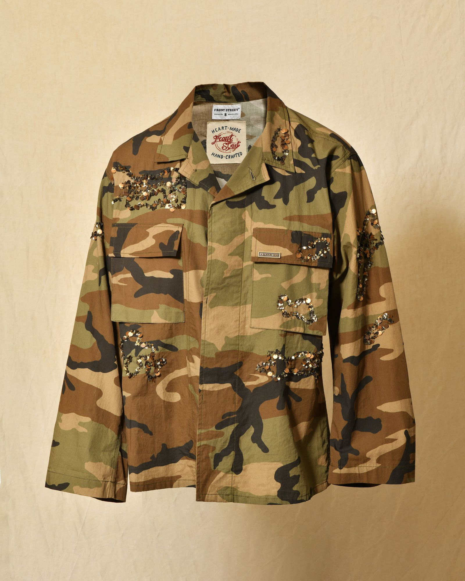 Veste légère militaire camouflage à sequins Front Street