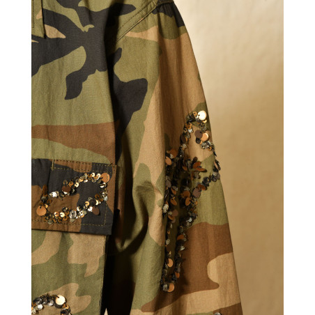 Veste légère militaire camouflage à sequins Front Street