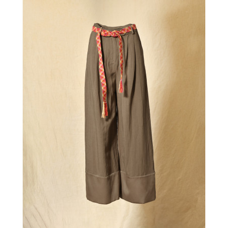 Pantalon en lin taupe ceinturé Front Street