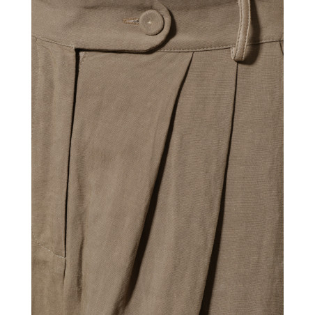 Pantalon en lin taupe ceinturé Front Street