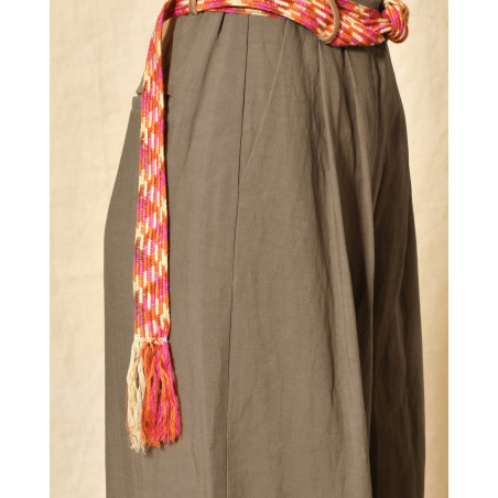 Pantalon en lin taupe ceinturé Front Street