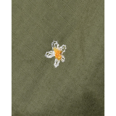 Jupe parachute kaki à broderies marguerite Front Street