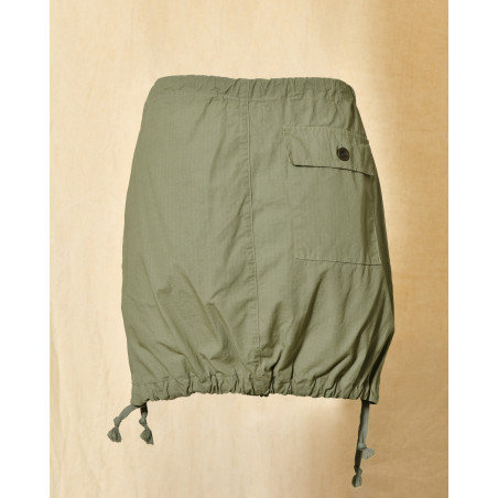 Jupe parachute kaki à broderies marguerite Front Street
