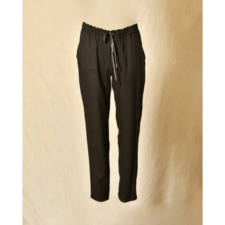 Pantalon jogging en lin kaki Lorena Antoniazzi