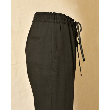 Pantalon jogging en lin kaki Lorena Antoniazzi