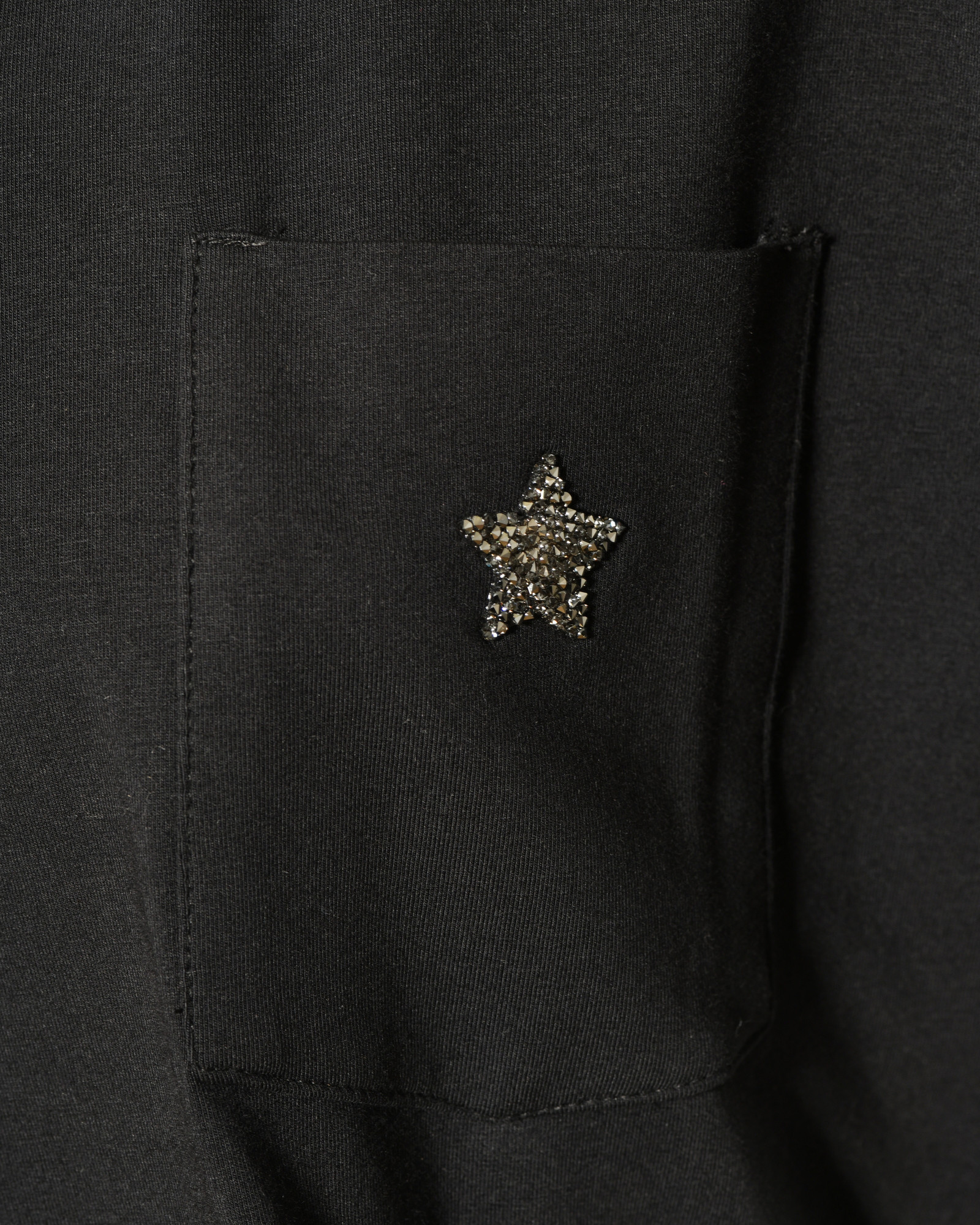 Tee-shirt en coton noir à cristaux Swarovski Lorena Antoniazzi