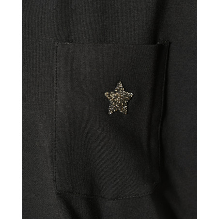 Tee-shirt en coton noir à cristaux Swarovski Lorena Antoniazzi