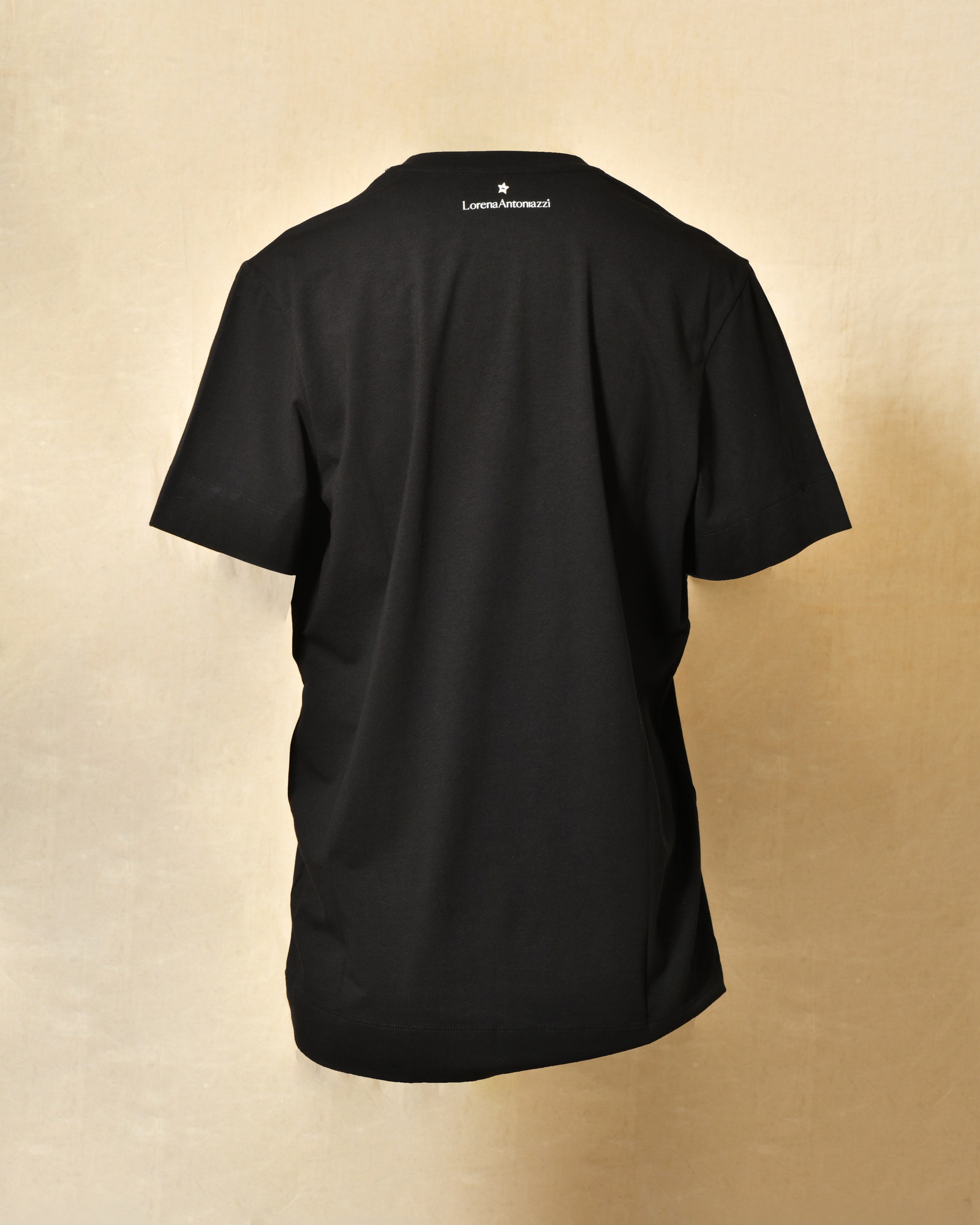 Tee-shirt en coton noir à cristaux Swarovski Lorena Antoniazzi