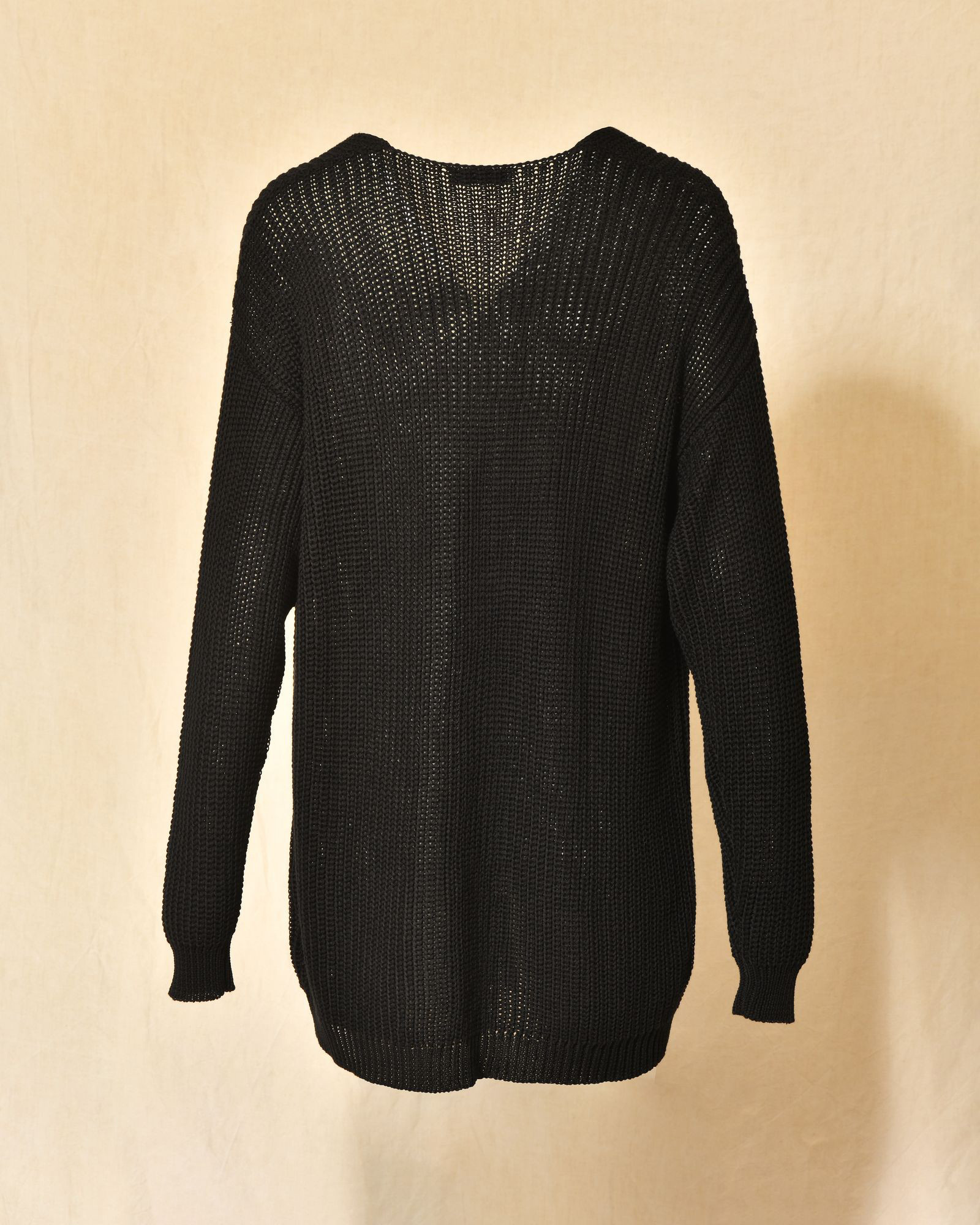 Gilet long maille ajourée noir Emma White
