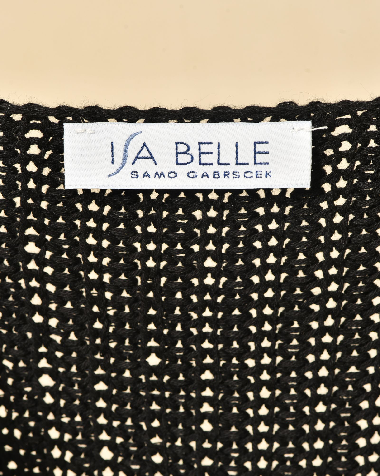 Gilet long maille ajourée noir Emma White