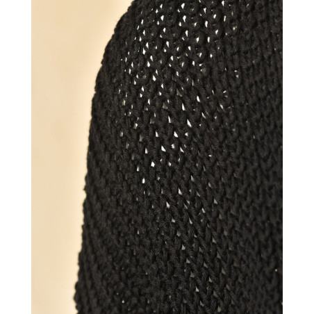 Gilet long maille ajourée noir Emma White