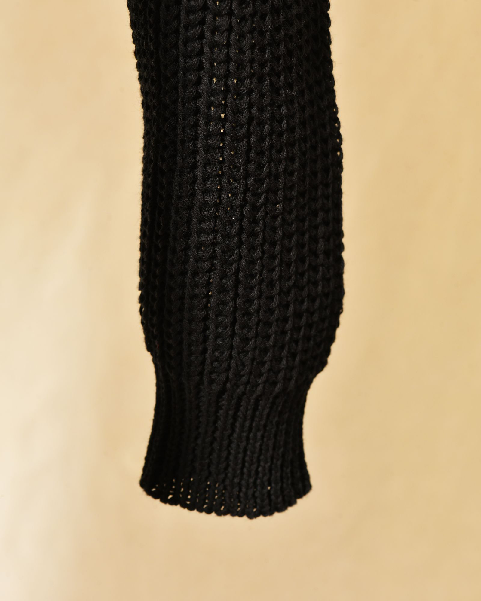 Gilet long maille ajourée noir Emma White