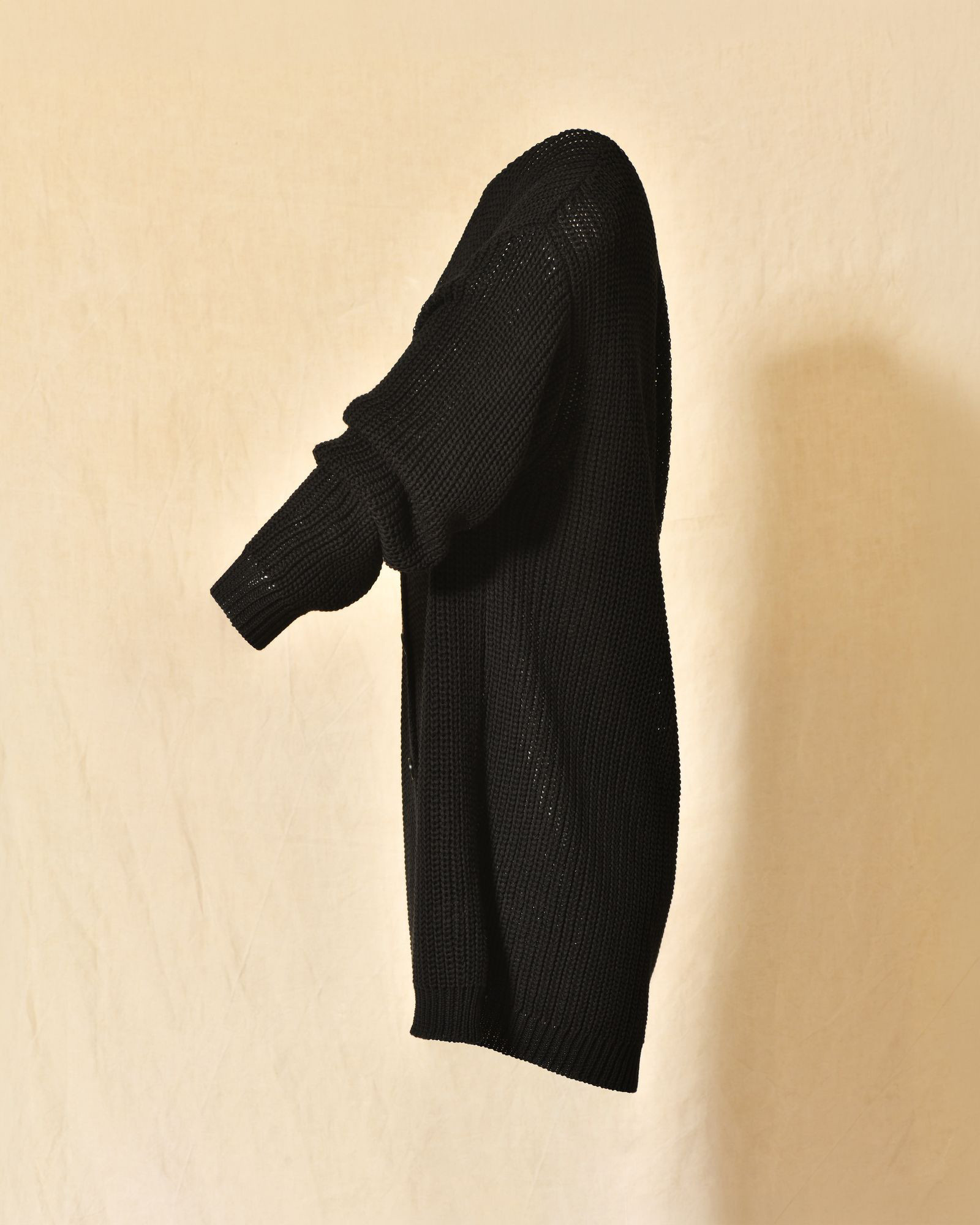 Gilet long maille ajourée noir Emma White