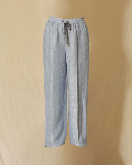 Pantalon en lin bleu Lorena Antoniazzi