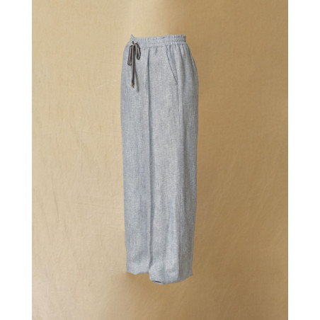 Pantalon en lin bleu Lorena Antoniazzi
