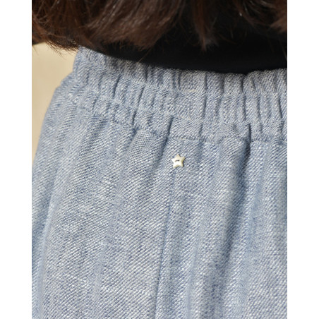 Pantalon en lin bleu Lorena Antoniazzi