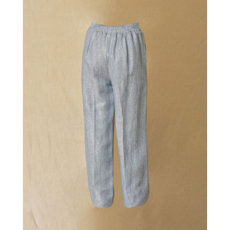 Pantalon en lin bleu Lorena Antoniazzi