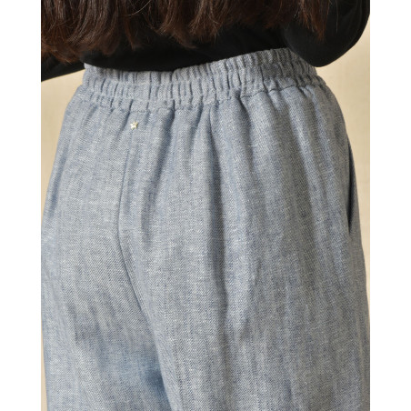 Pantalon en lin bleu Lorena Antoniazzi