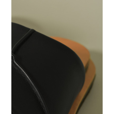Sandales plates noires en cuir Brador