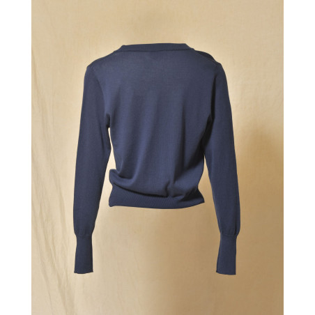 Pull fin en maille bleu marine Emma White