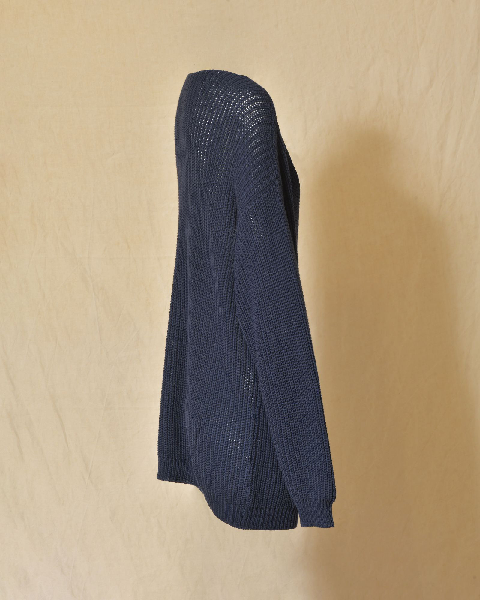 Gilet long maille ajourée bleu marine Emma White