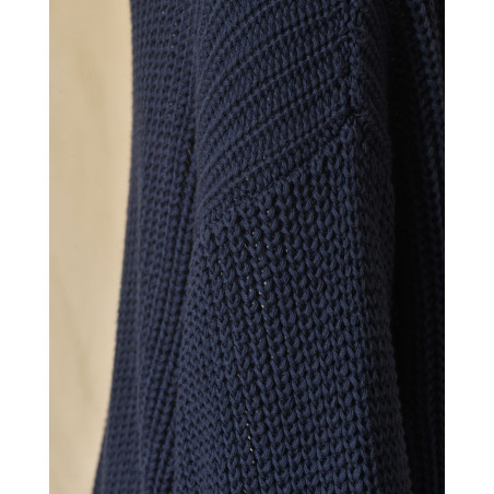 Gilet long maille ajourée bleu marine Emma White
