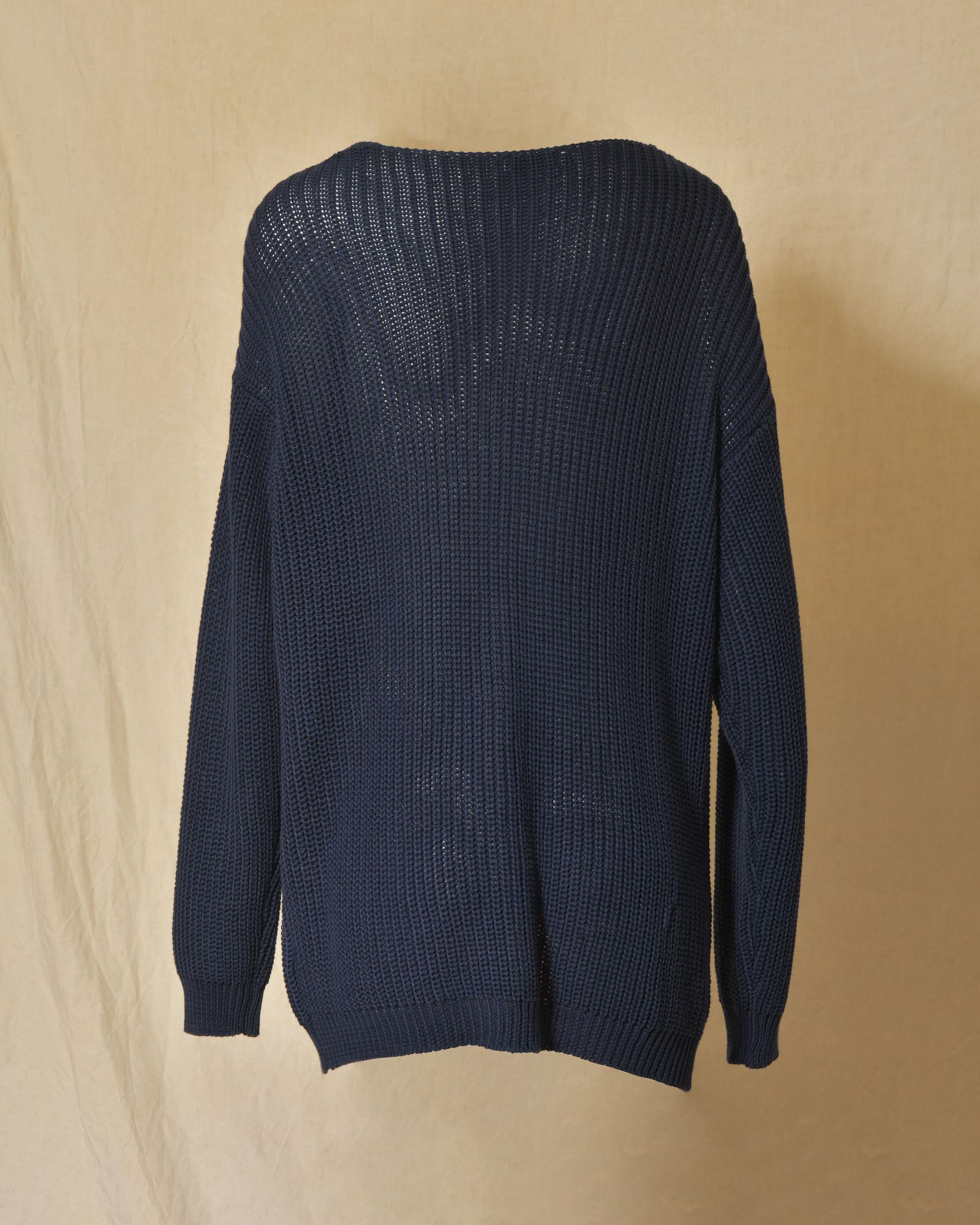 Gilet long maille ajourée bleu marine Emma White