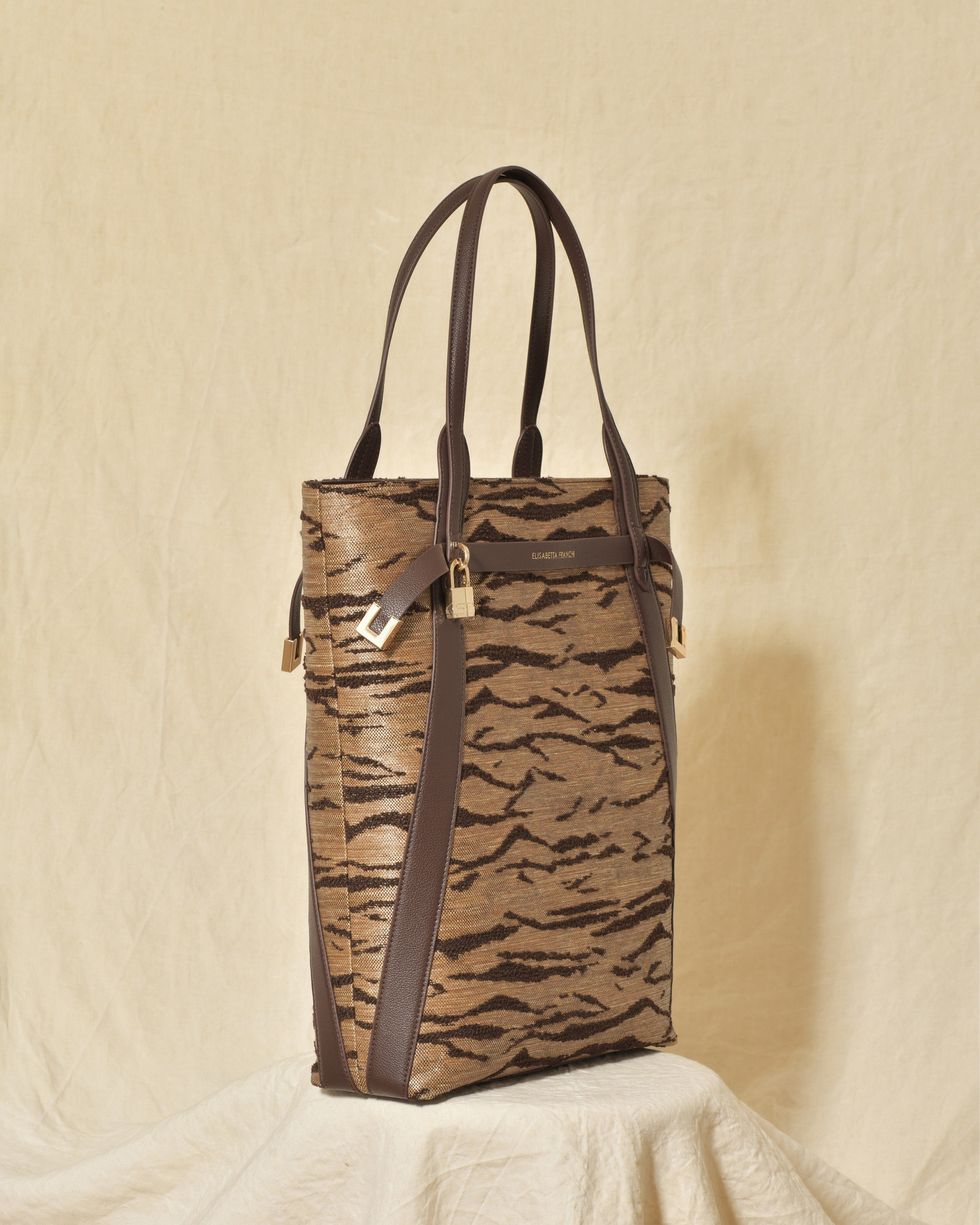 Sac cabas à motif félin en cuir Elisabetta Franchi