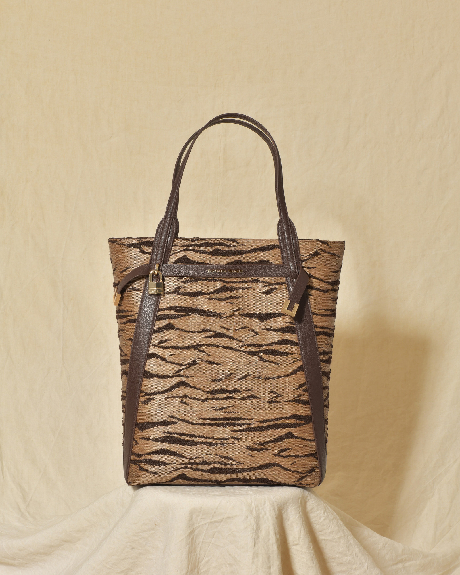 Sac cabas à motif félin en cuir Elisabetta Franchi