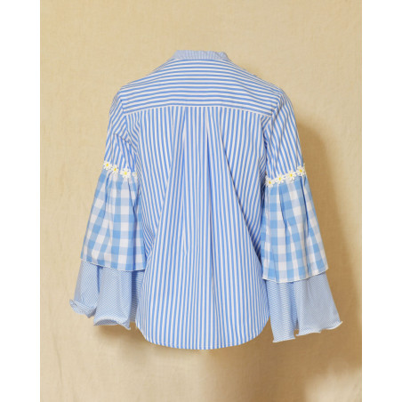 Chemise à rayures bleues et manches contrastées Front Street