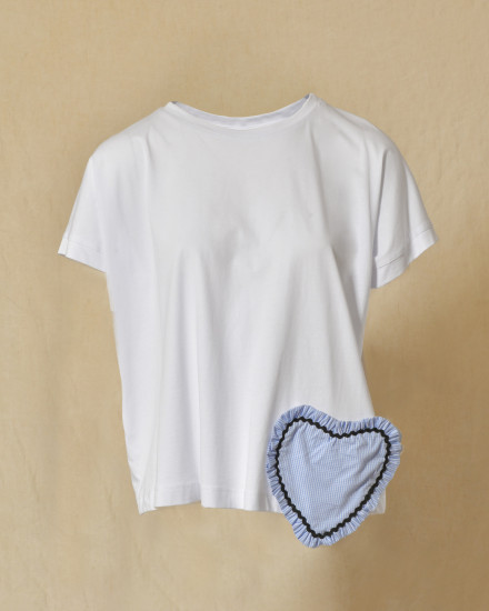 T-shirt blanc à broderies cœur Front Street