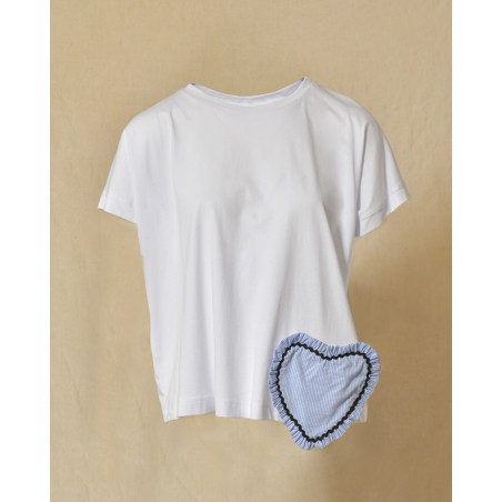 T-shirt blanc à broderies cœur Front Street