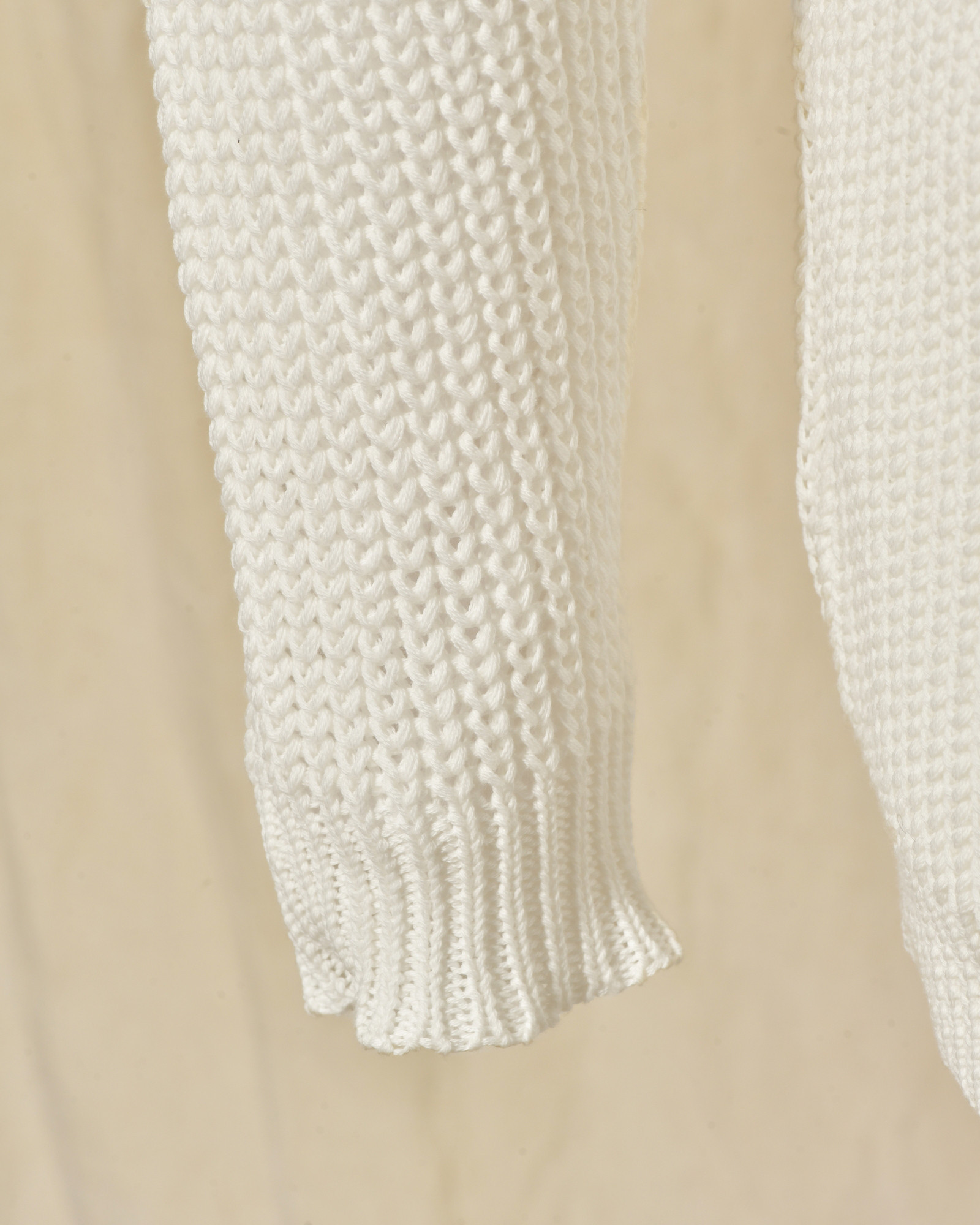 Gilet long maille ajourée blanc Emma White