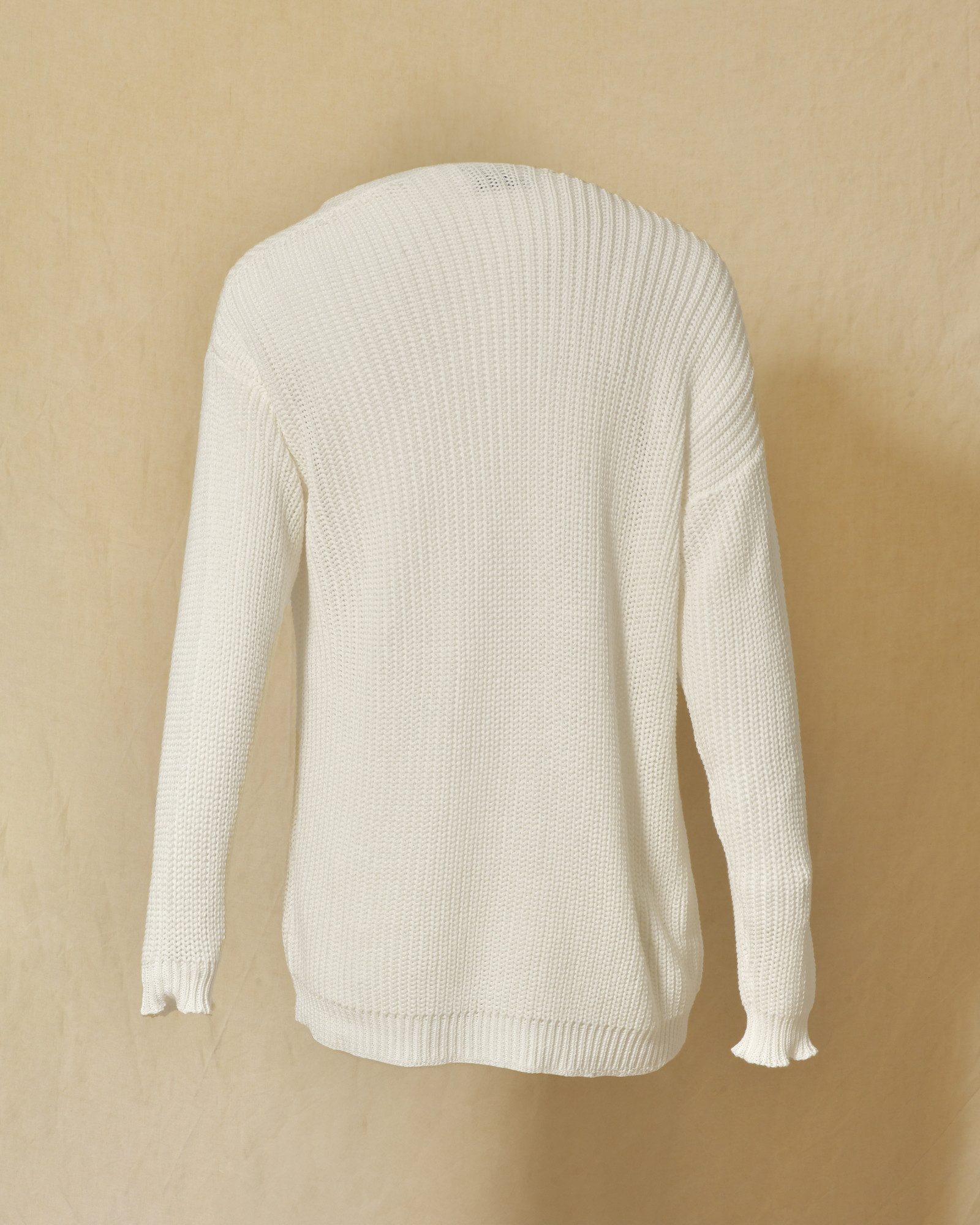 Gilet long maille ajourée blanc Emma White