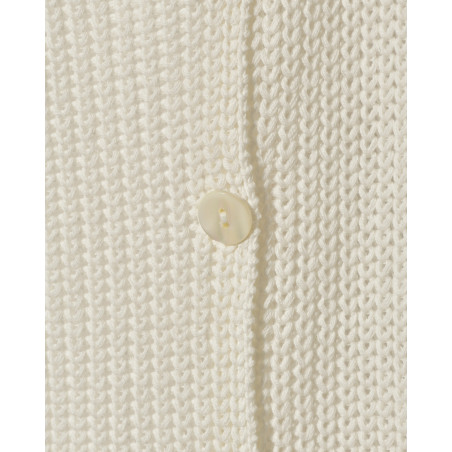Gilet long maille ajourée blanc Emma White