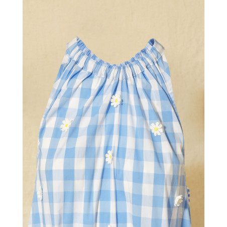 Robe longue sans manches à carreaux bleus Front Street