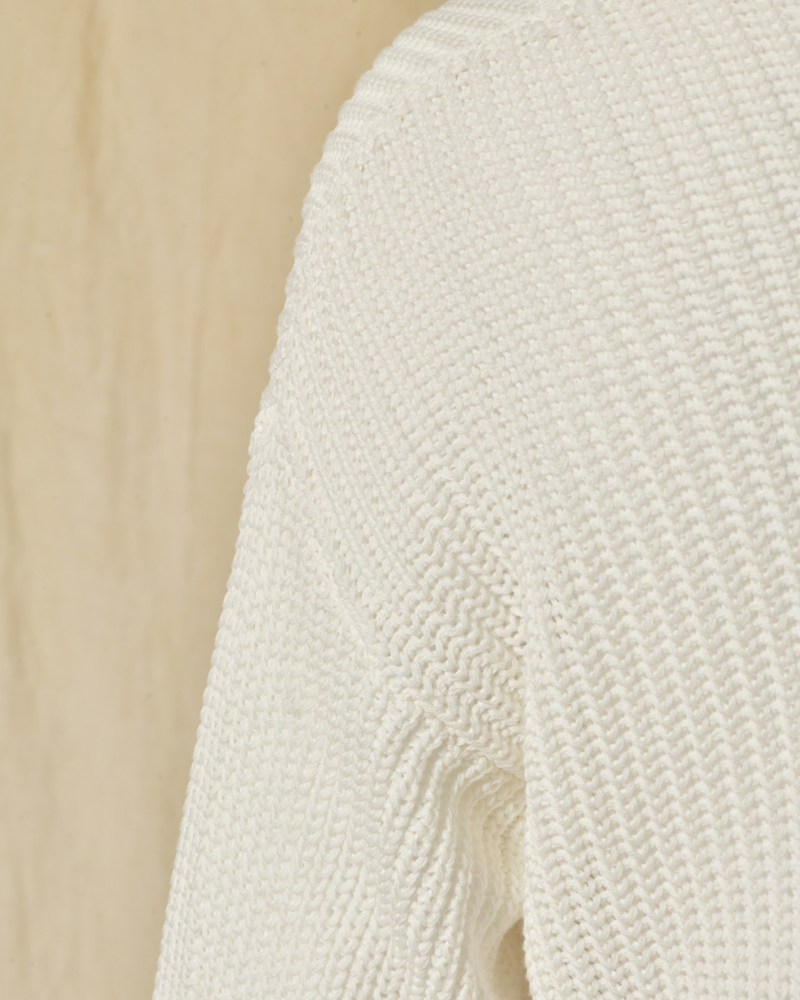 Gilet long maille ajourée blanc Emma White