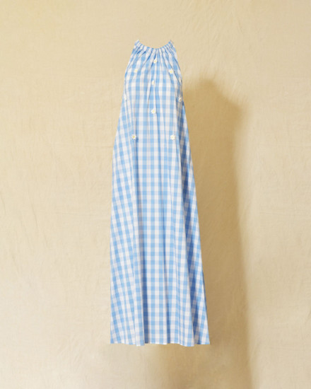 Robe longue sans manches à carreaux bleus Front Street