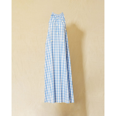 Robe longue sans manches à carreaux bleus Front Street