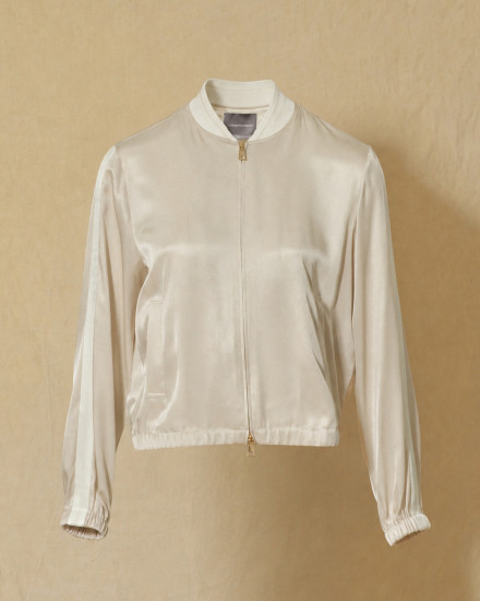 Veste bomber en soie crème Lorena Antoniazzi