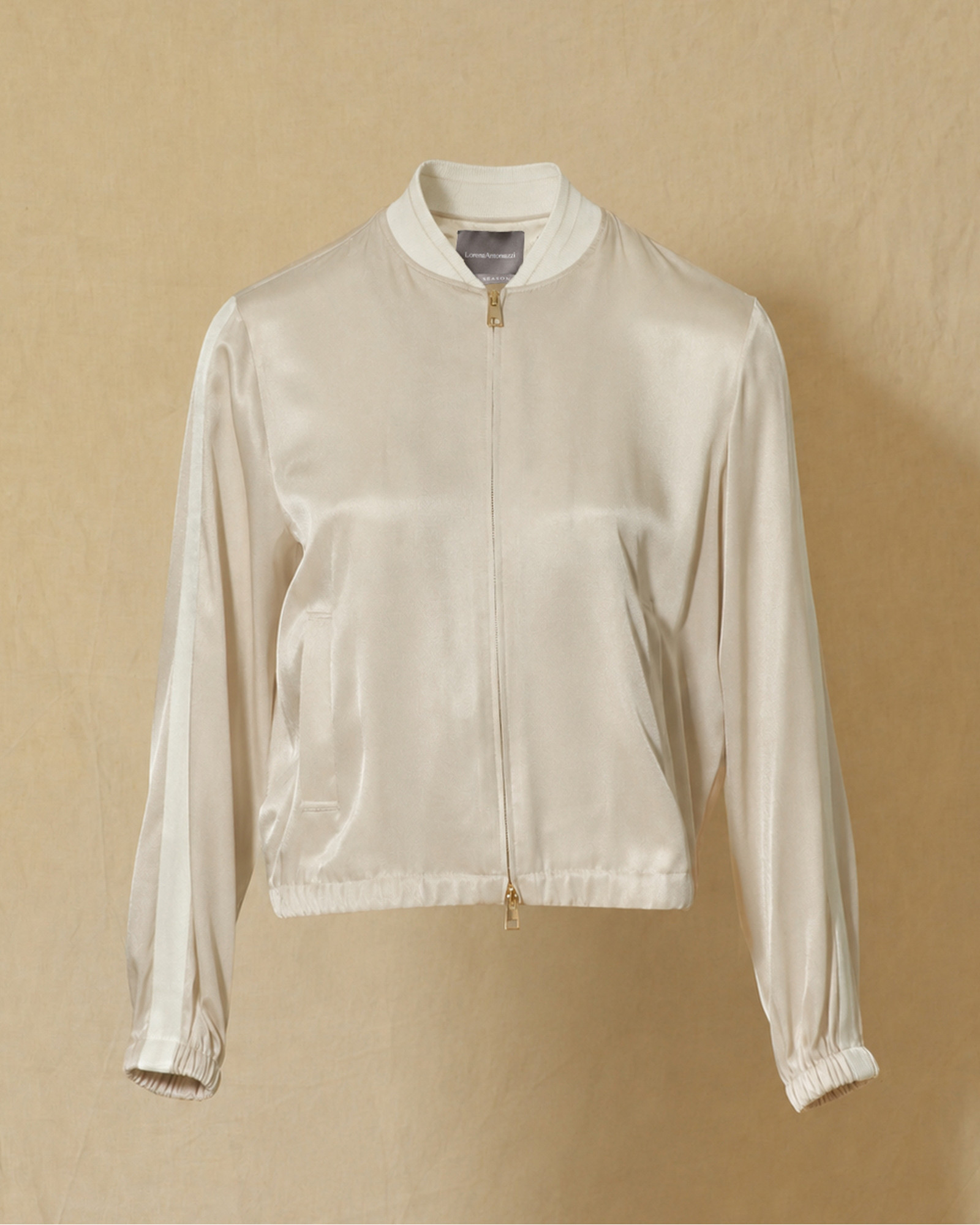 Veste bomber en soie crème Lorena Antoniazzi