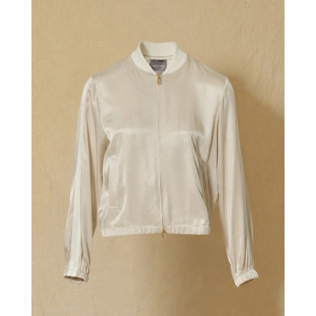 Veste bomber en soie crème Lorena Antoniazzi