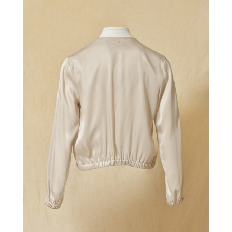 Veste bomber en soie crème Lorena Antoniazzi