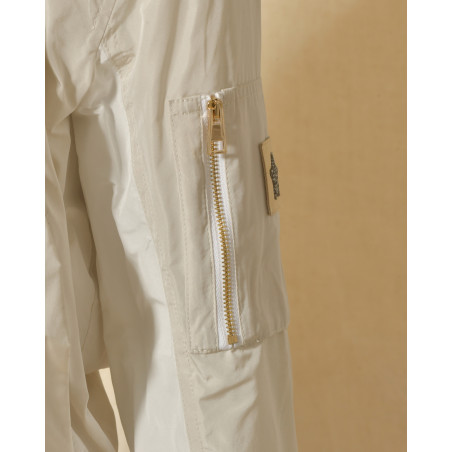 Veste bomber imperméable à capuche crème Lorena Antoniazzi