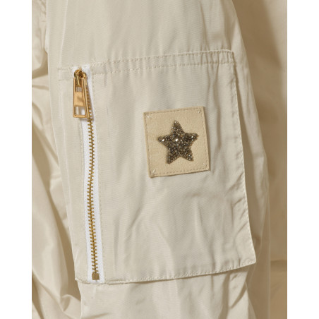 Veste bomber imperméable à capuche crème Lorena Antoniazzi