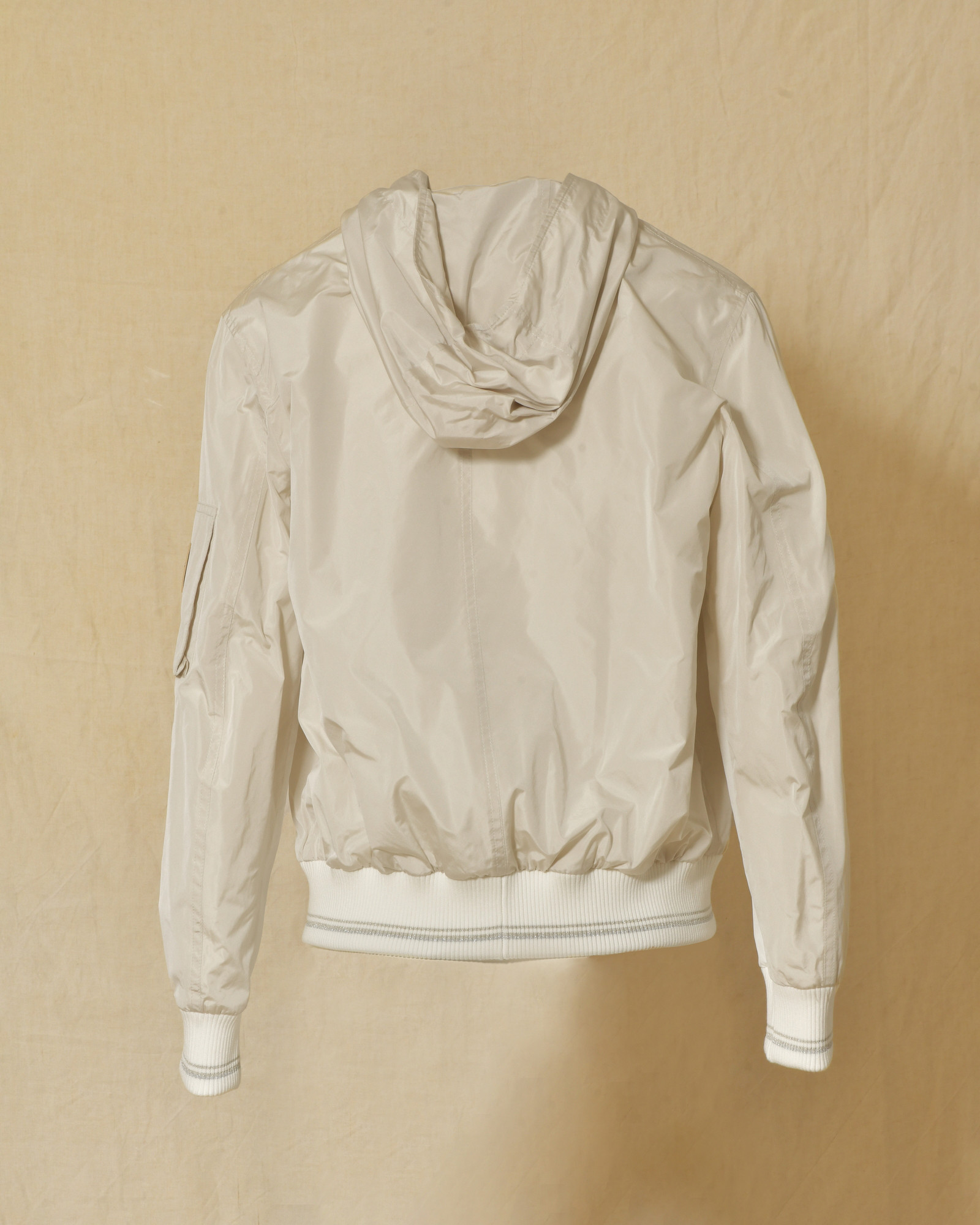 Veste bomber imperméable à capuche crème Lorena Antoniazzi