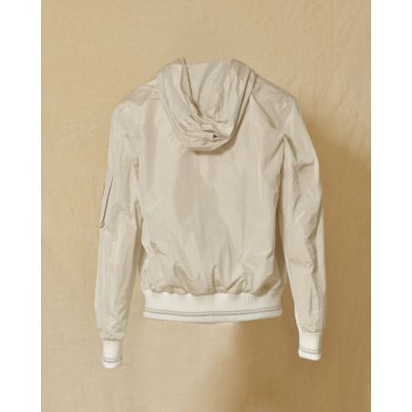 Veste bomber imperméable à capuche crème Lorena Antoniazzi