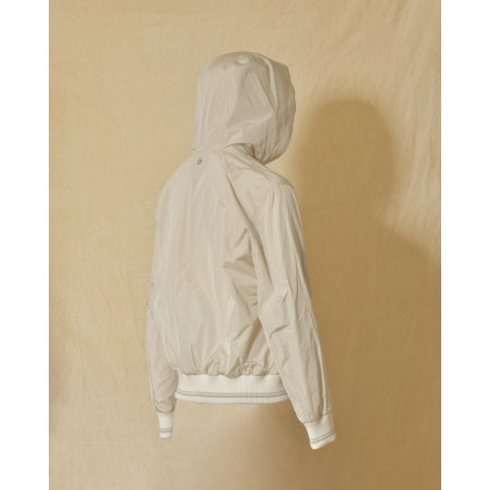 Veste bomber imperméable à capuche crème Lorena Antoniazzi