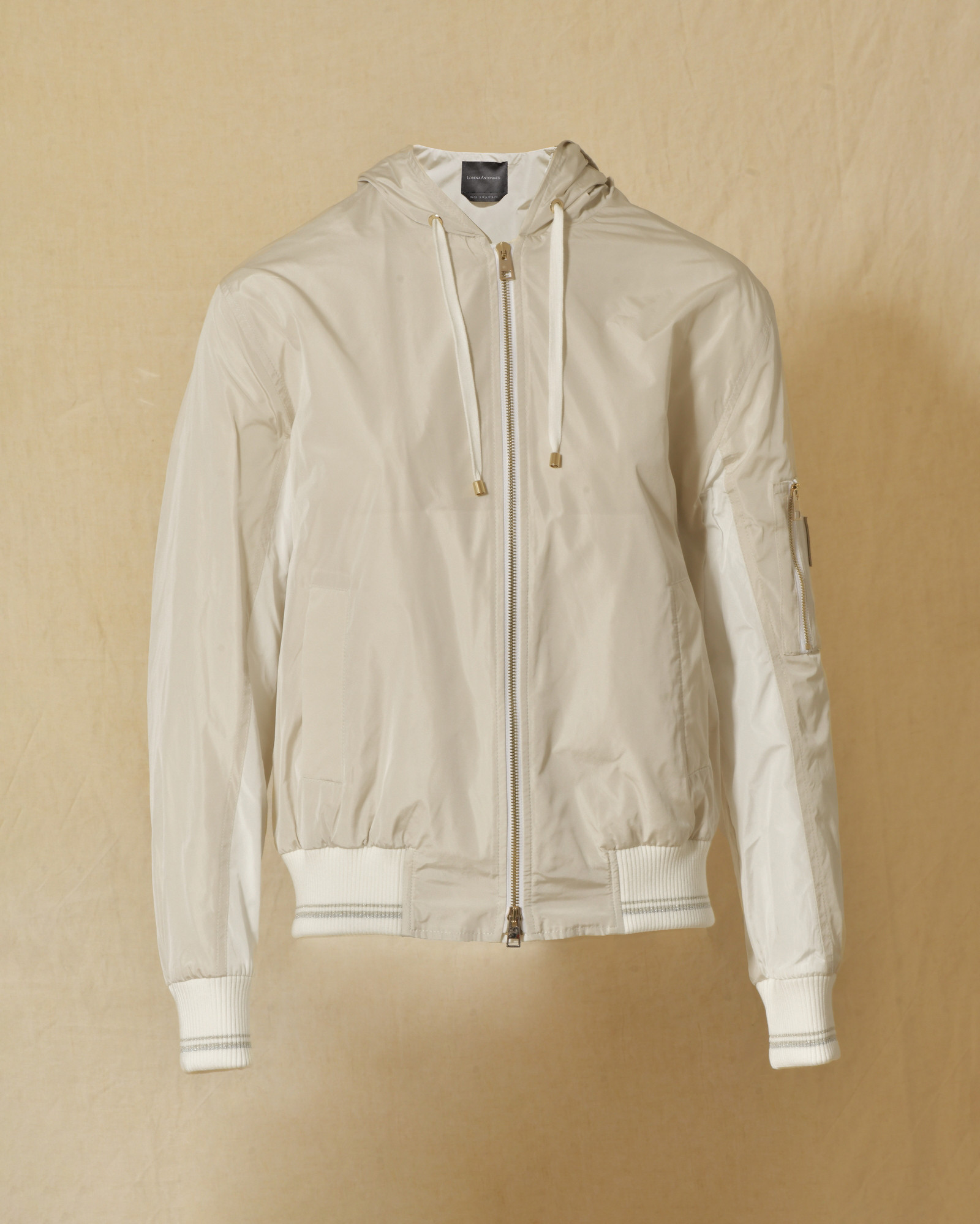 Veste bomber imperméable à capuche crème Lorena Antoniazzi